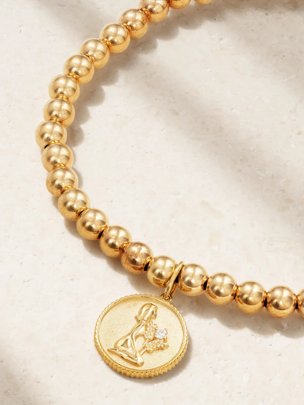 Close-up detail of the Sydney Evan Virgo 14-karat Gold Diamond Bracelet