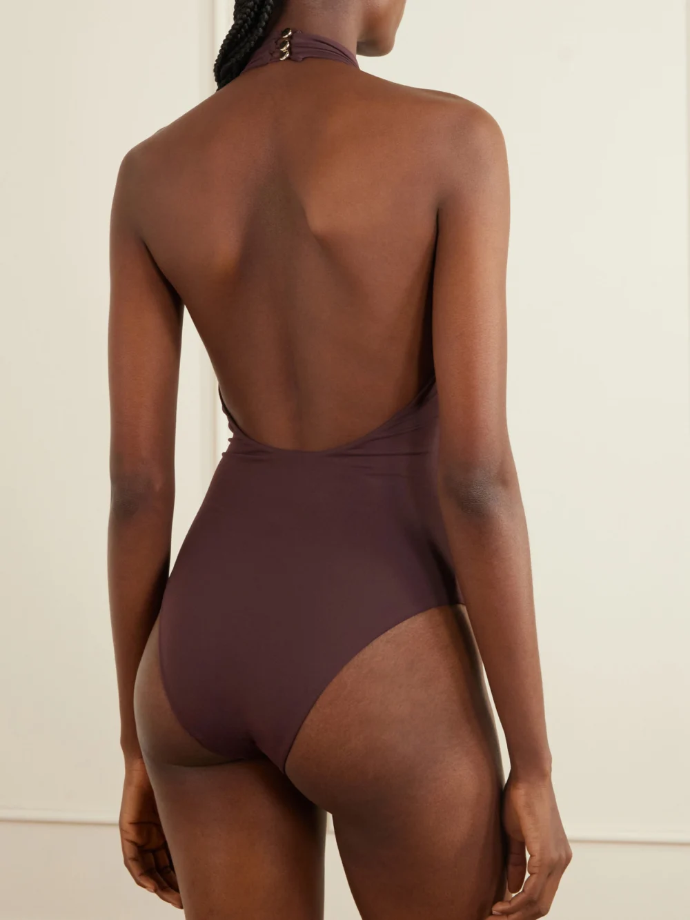 Back view of the Taller Marmo Artemis Swimsuit and Fringed Pareo Set
