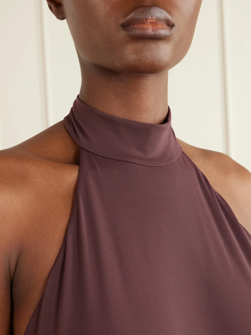 Close-up detail of the Taller Marmo Artemis Swimsuit and Fringed Pareo Set