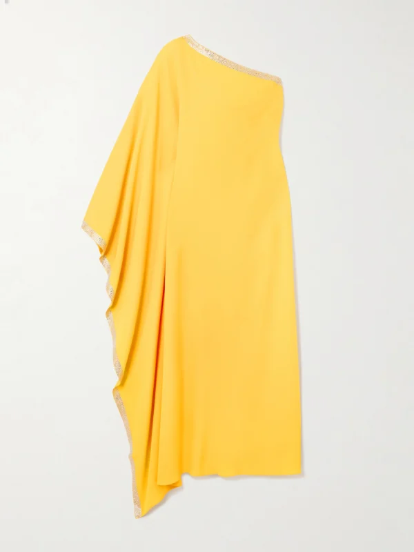 Taller Marmo Betsy One-shoulder Swarovski Crystal-embellished Crepe Gown