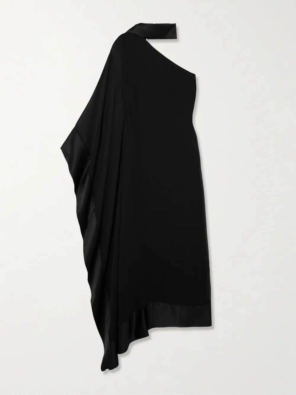 Taller Marmo Betsy Spirito One-shoulder Satin-trimmed Silk-chiffon Dress in black