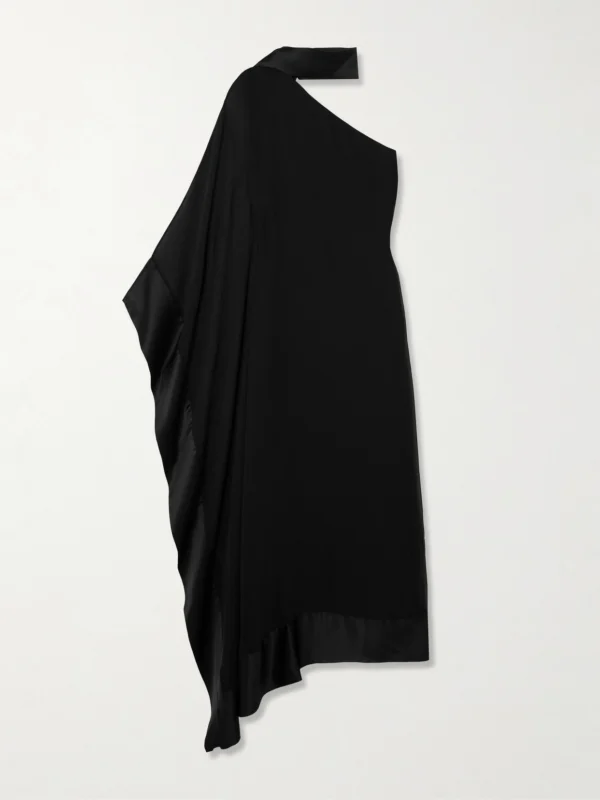 Taller Marmo Betsy Spirito One-shoulder Satin-trimmed Silk-chiffon Dress