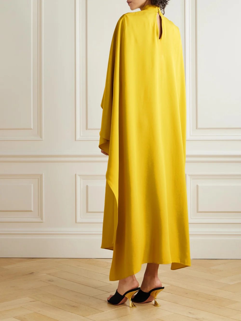 Back view of the Taller Marmo Carrington Cape-effect Crepe Midi Dress