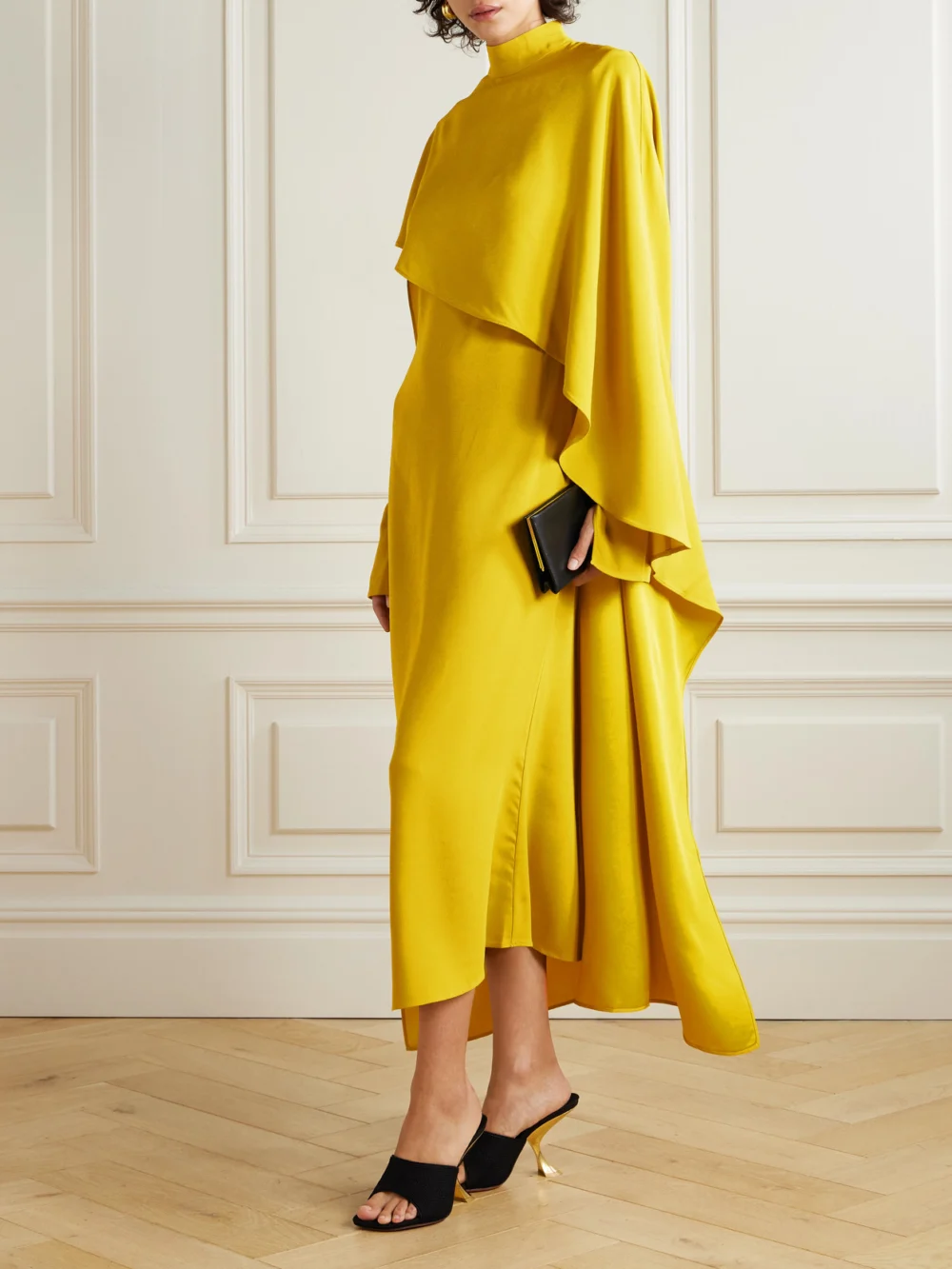 Taller Marmo Carrington Cape-effect Crepe Midi Dress, worn by a model