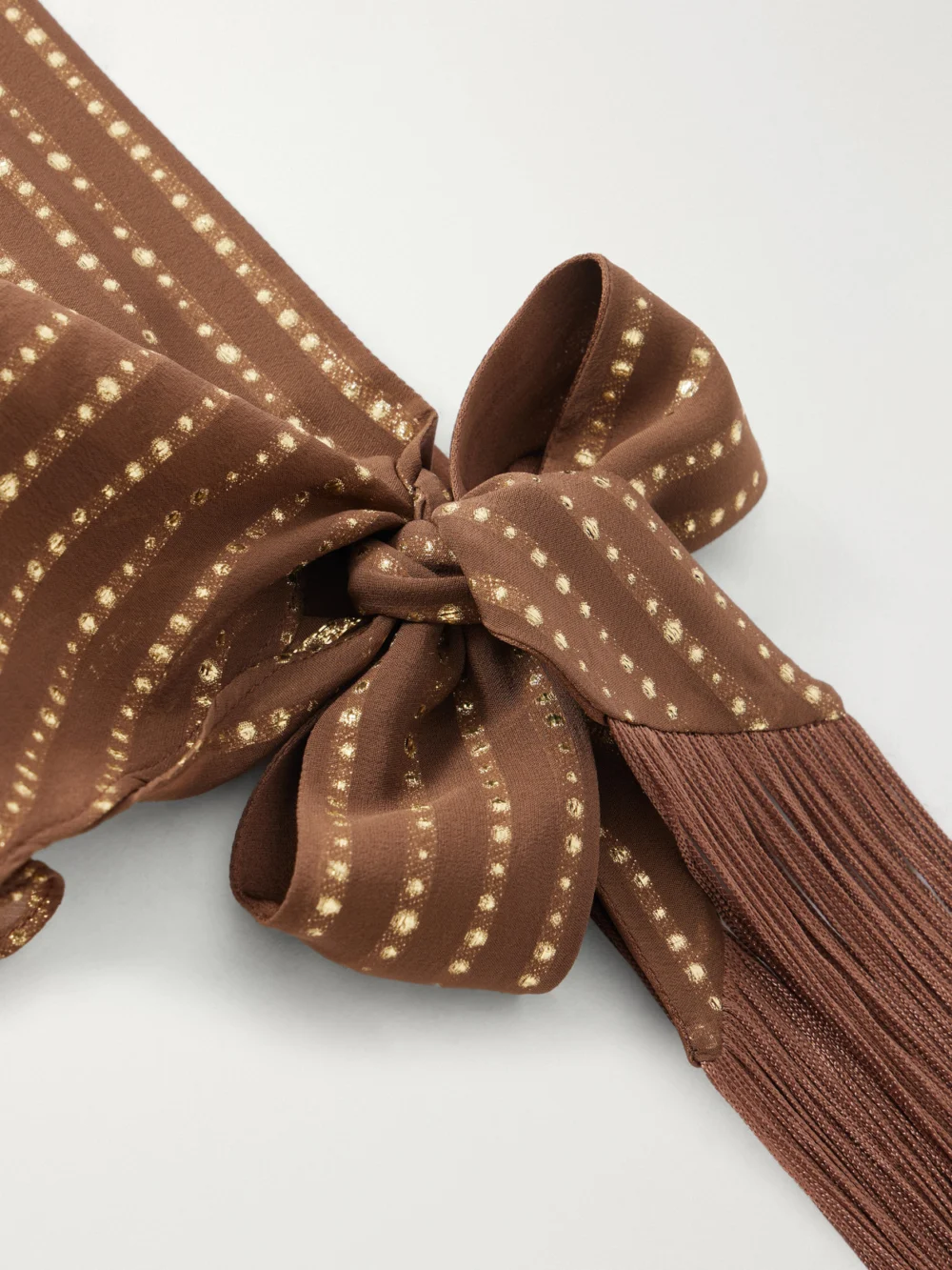 Close-up detail of the Taller Marmo Casablanca Fringed Lurex Fil Coupé Silk-blend Chiffon Scarf