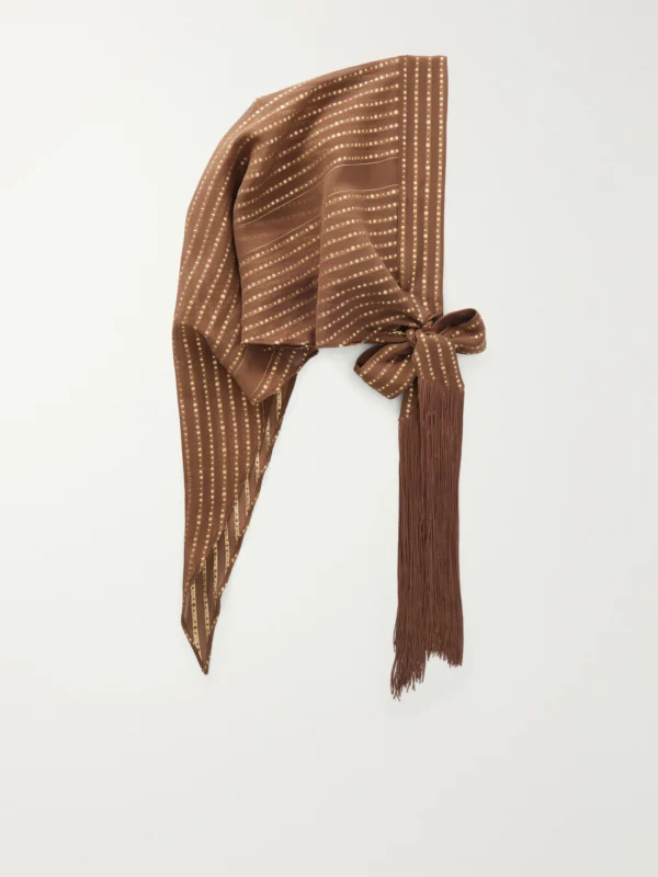Taller Marmo Casablanca Fringed Lurex Fil Coupé Silk-blend Chiffon Scarf