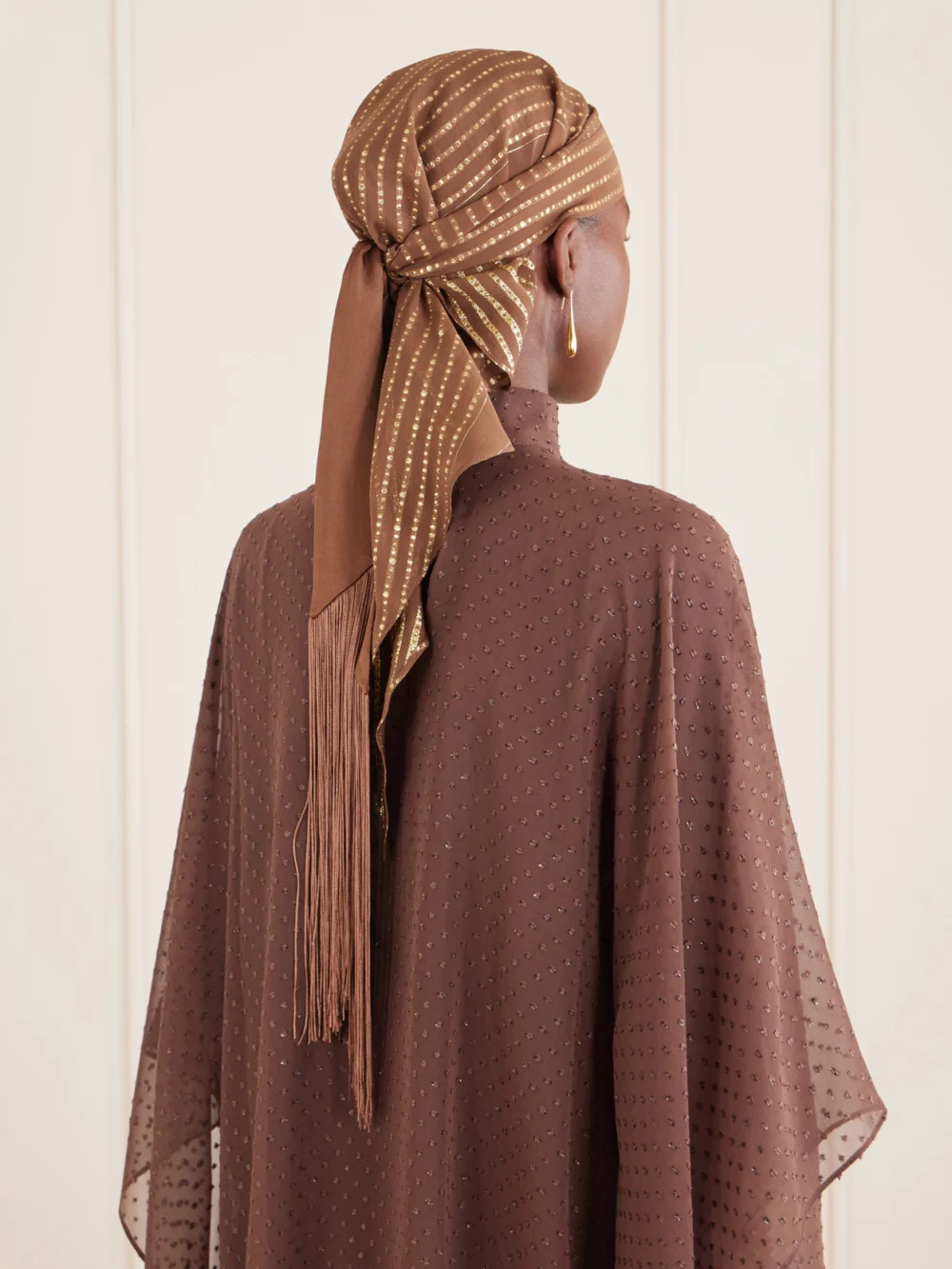 Taller Marmo Casablanca Fringed Lurex Fil Coupé Silk-blend Chiffon Scarf, styled view
