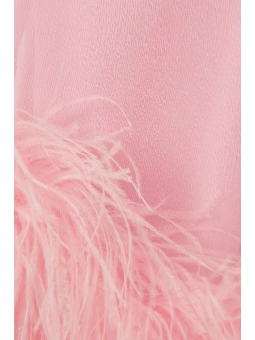 Close-up detail of the Taller Marmo Gina Spirito Feather-trimmed Silk-georgette Mini Dress