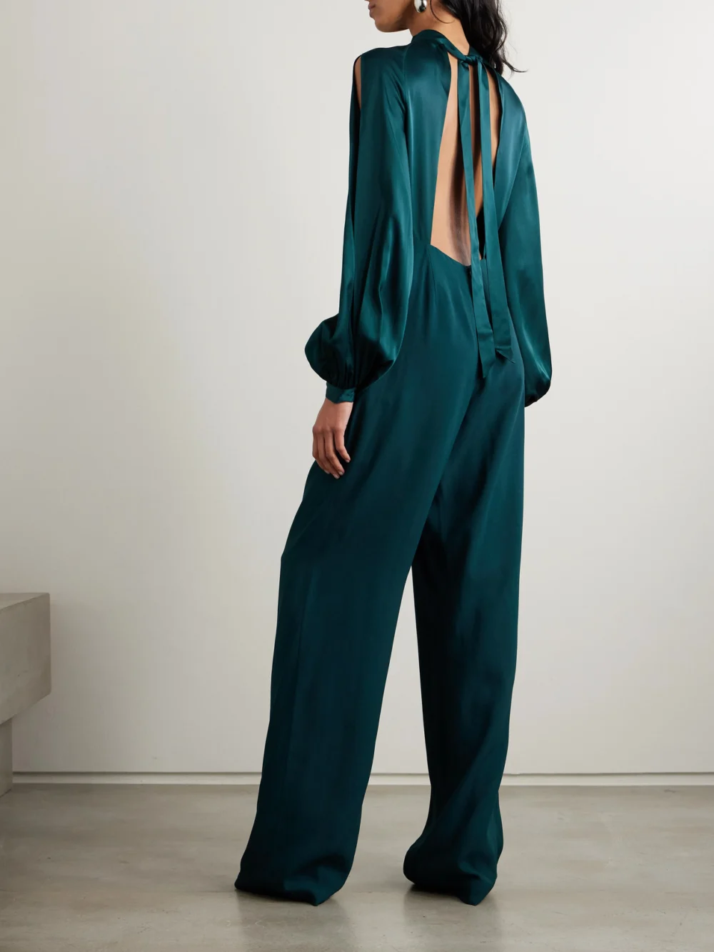 Back view of the Taller Marmo Huston Cutout Silk-satin and Crepe Jumpsuit