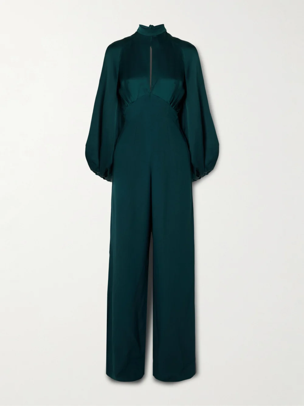 Taller Marmo Huston Cutout Silk-satin and Crepe Jumpsuit in emerald