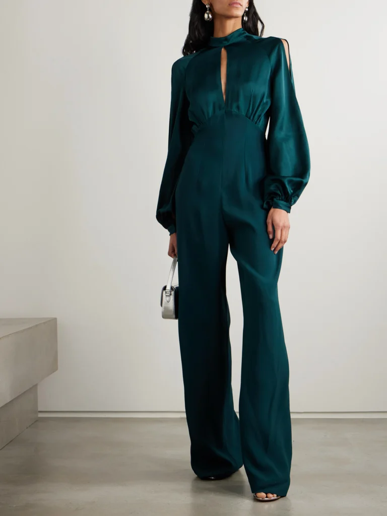 Taller Marmo Huston Cutout Silk-satin and Crepe Jumpsuit