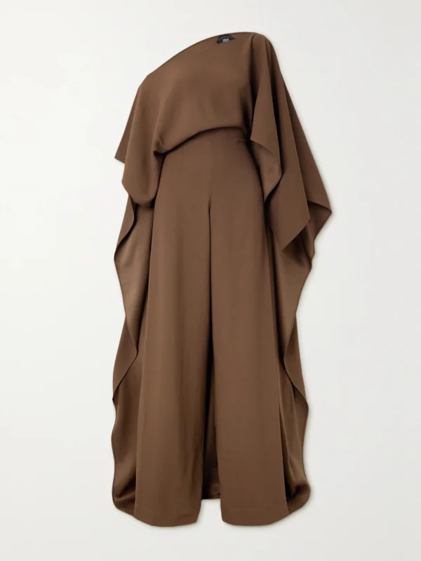 Taller Marmo Jerry Cape-effect One-shoulder Crepe Jumpsuit