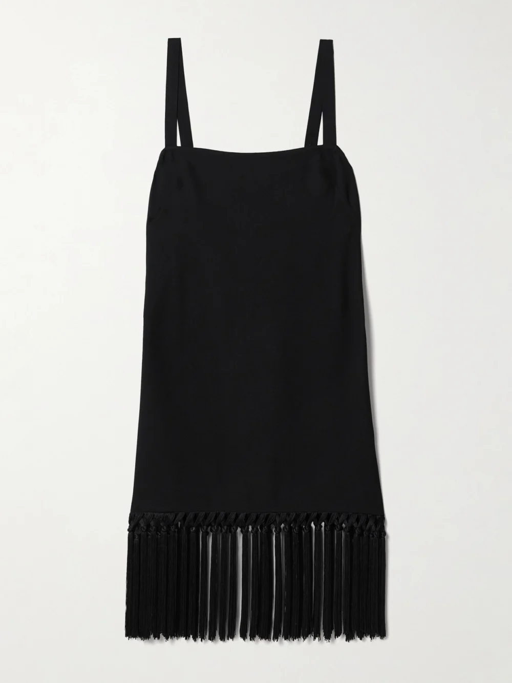 Taller Marmo Palermo Fringed Crepe Mini Dress in black