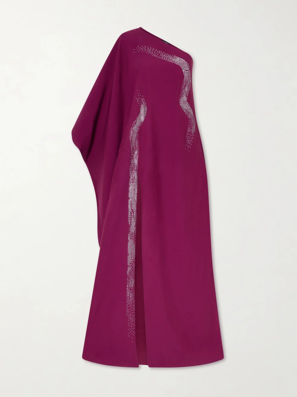 Taller Marmo Palladium One-shoulder Crystal-embellished Crepe-cady Gown in plum