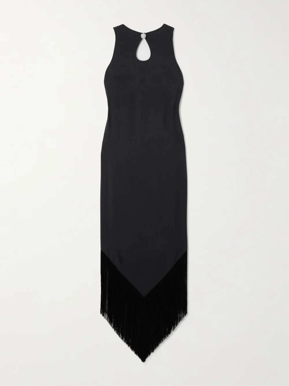 Taller Marmo Taormina Fringed Crystal-embellished Crepe Gown in black
