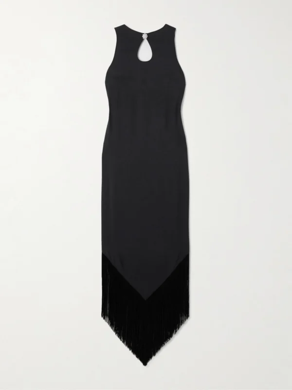 Taller Marmo Taormina Fringed Crystal-embellished Crepe Gown