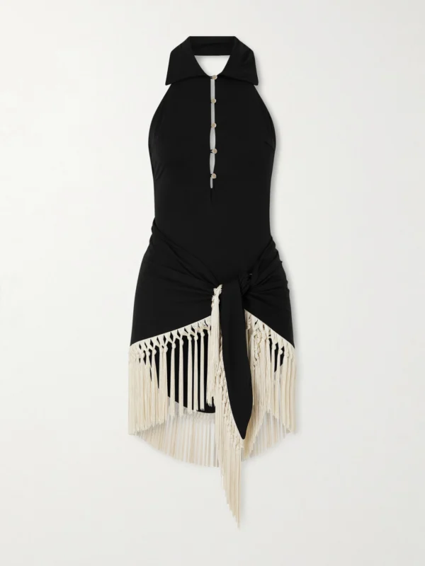 Taller Marmo Tropicana Halterneck Swimsuit and Fringed Pareo Set