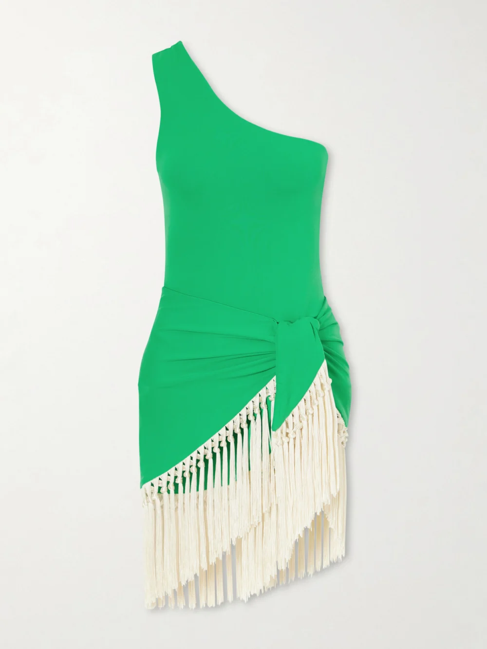 Taller Marmo Yacare Swimsuit and Fringed Pareo Set in green