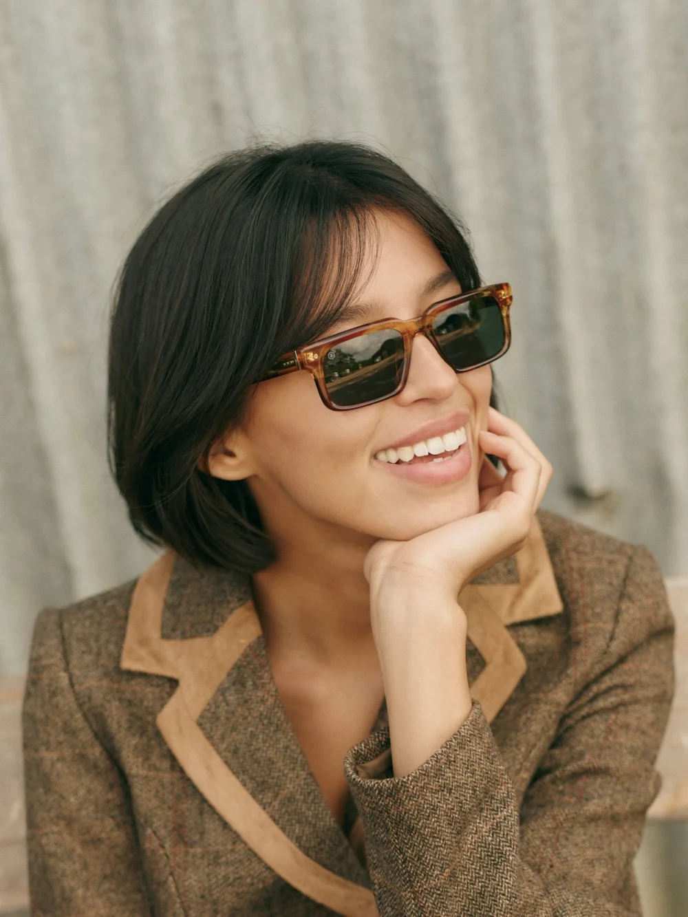 Taylor Morris Angel Sunglasses in Yellow Wood / Green, view 4