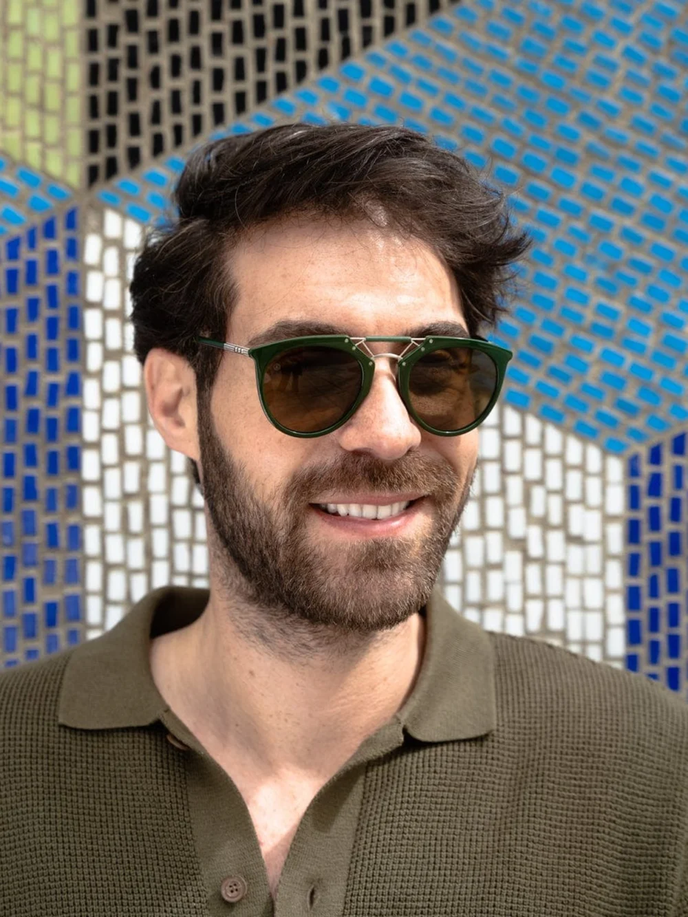 Taylor Morris H. F.S. Sunglasses in British Racing Green / Brown, view 4