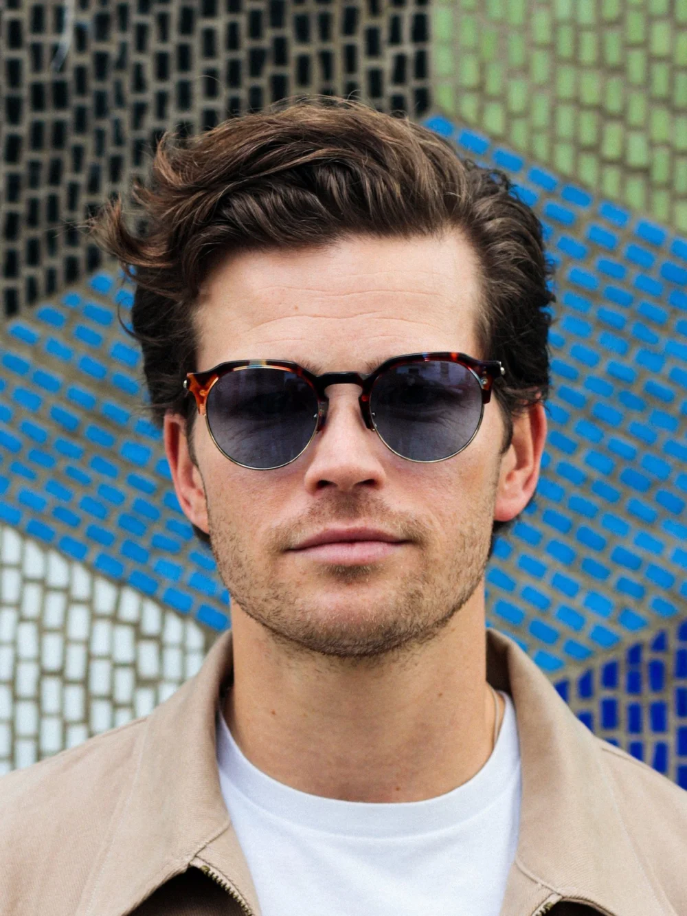 Taylor Morris Knight Sunglasses in Tawny with Blue Injection / Blue, view 2