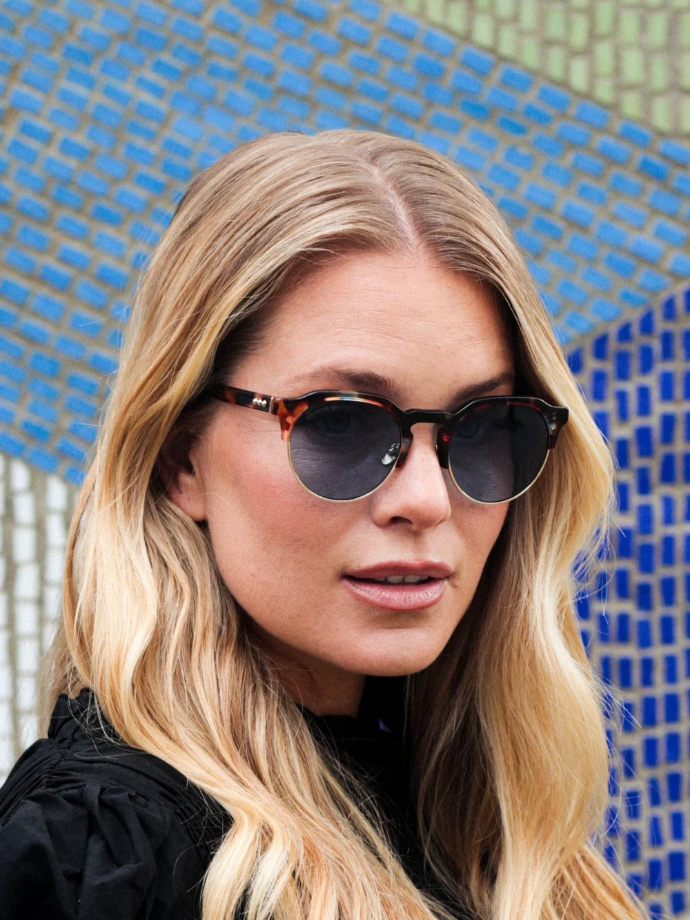 Taylor Morris Knight Sunglasses in Tawny with Blue Injection / Blue, view 4