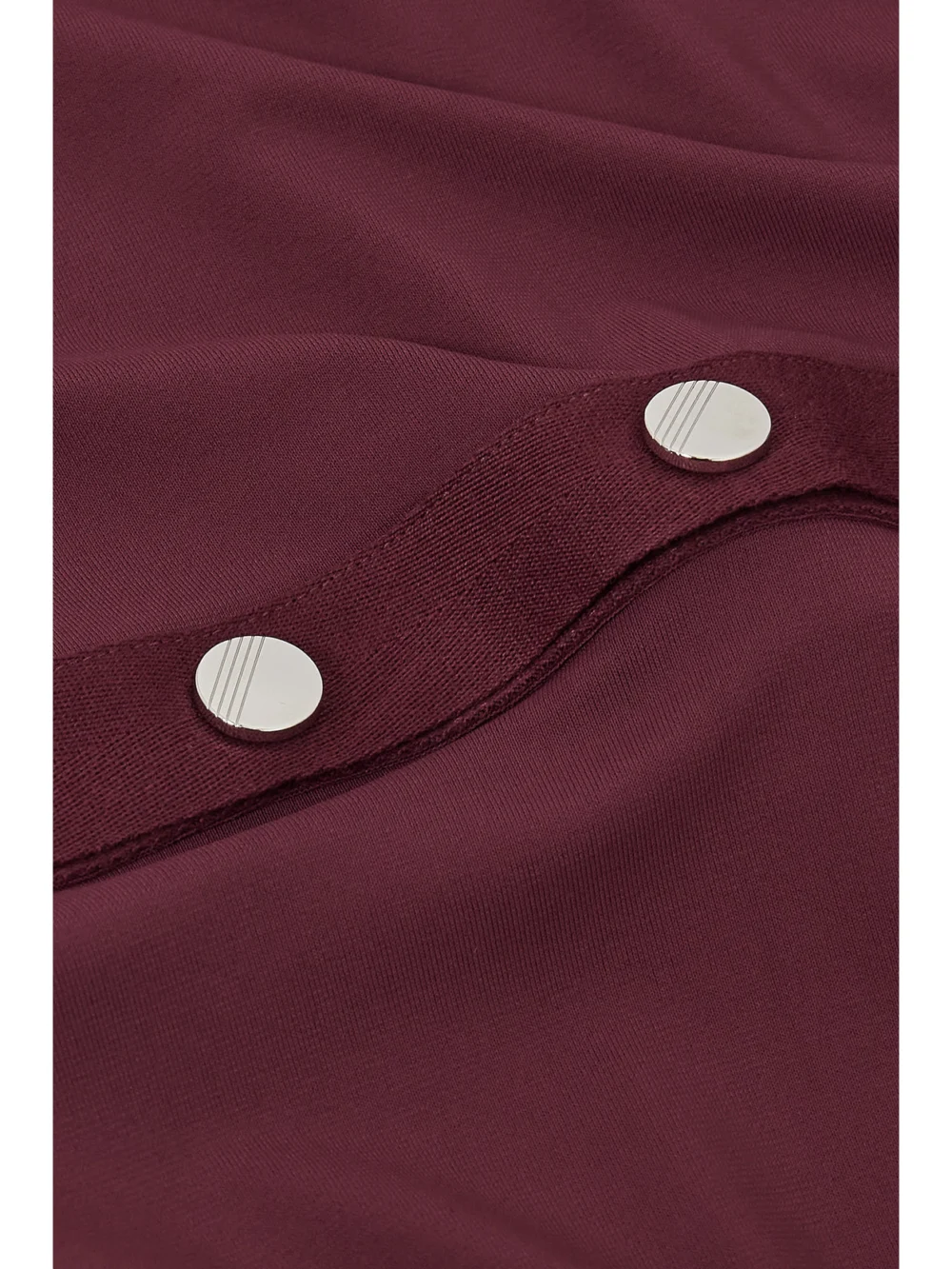 Close-up detail of The Attico Asymmetric Grosgrain-trimmed Jersey Mini Dress