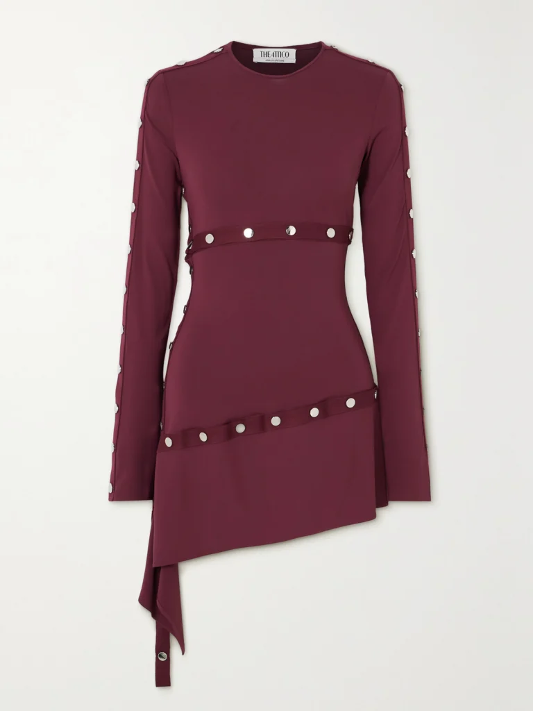 The Attico Asymmetric Grosgrain-trimmed Jersey Mini Dress