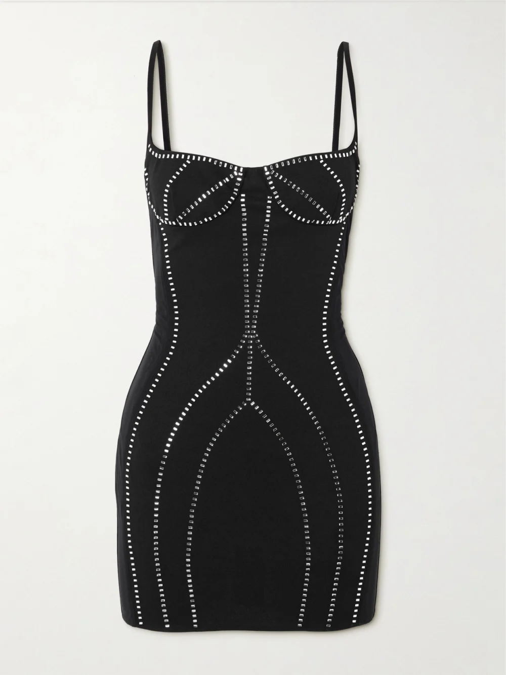 The Attico Crystal-embellished Jersey Mini Dress in black
