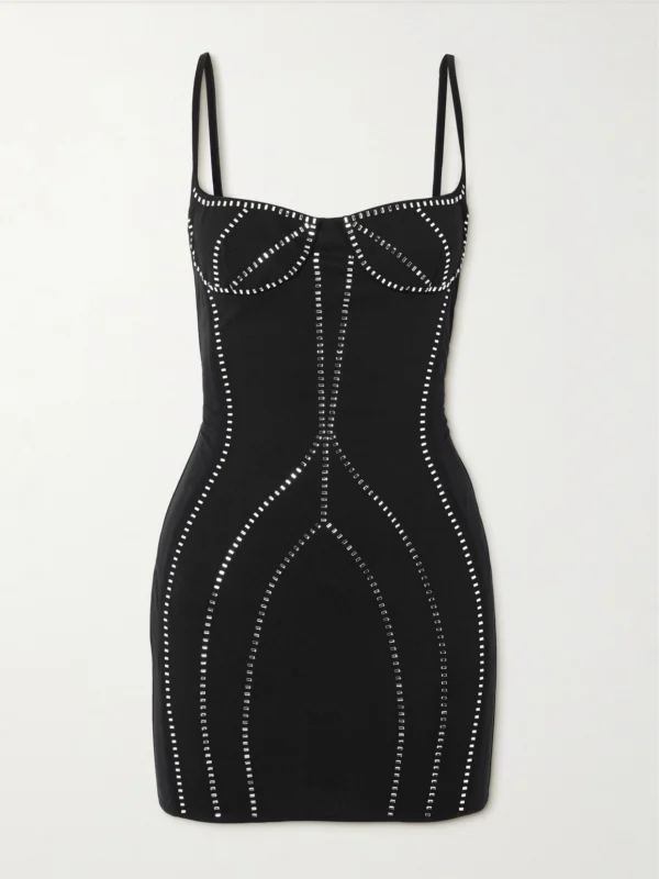 The Attico Crystal-embellished Jersey Mini Dress