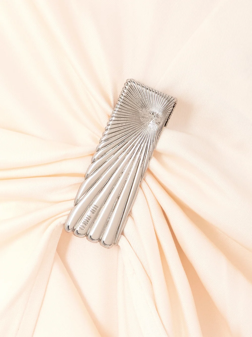 Close-up detail of The Attico Embellished Gathered Jersey Maxi Dress