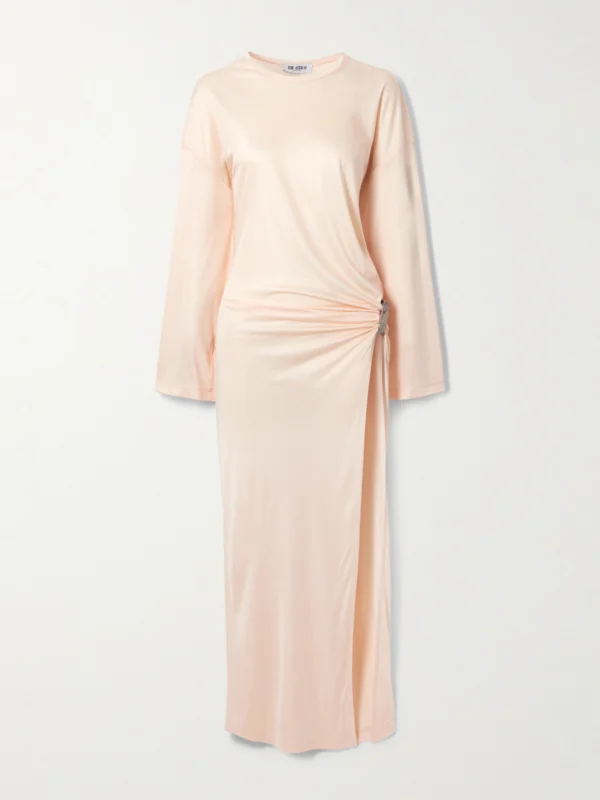 The Attico Embellished Gathered Jersey Maxi Dress
