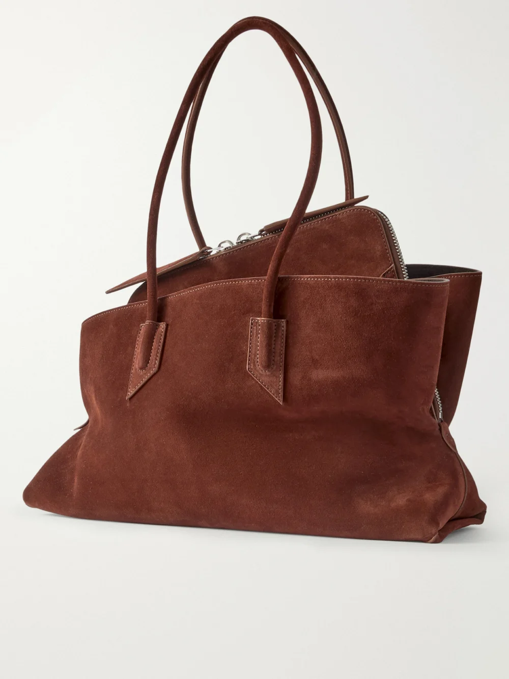 Back view of The Attico La Passeggiata Medium Asymmetric Suede Tote