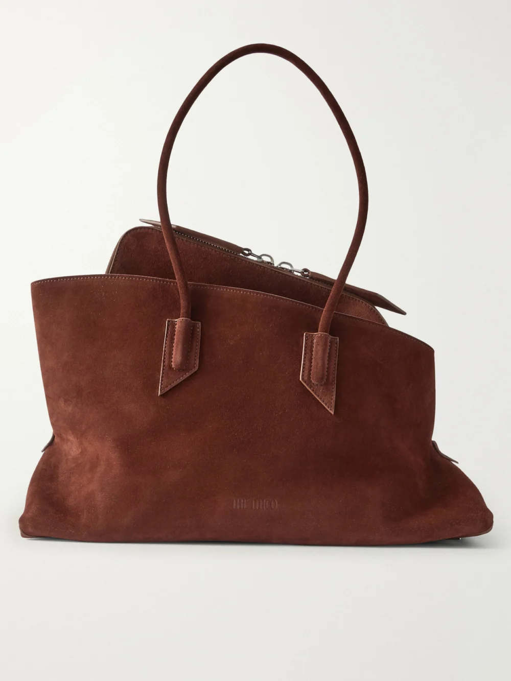 The Attico La Passeggiata Medium Asymmetric Suede Tote in brown