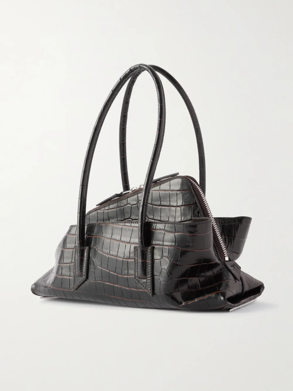 Back view of The Attico La Passeggiata Small Asymmetric Croc-effect Leather Tote