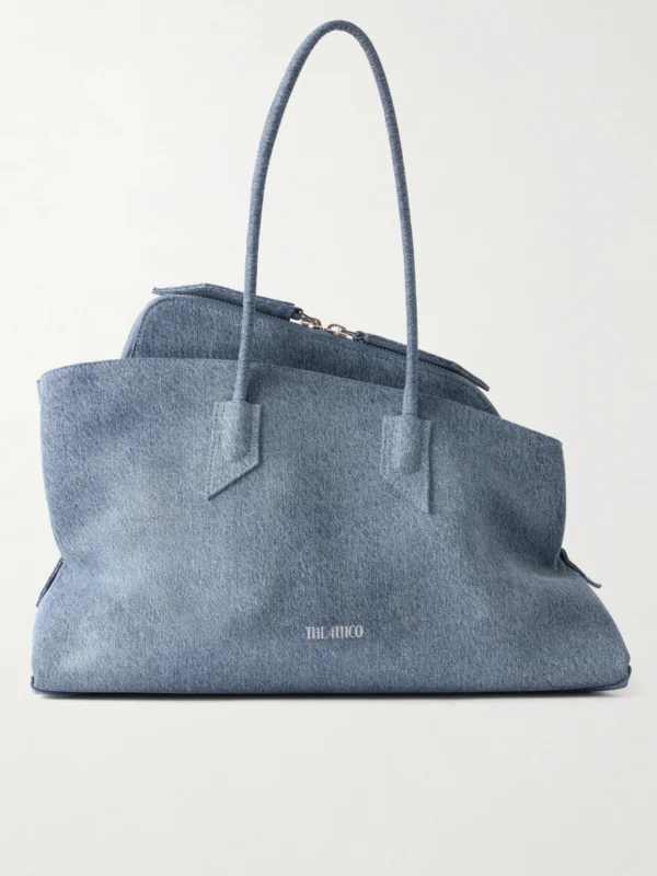 The Attico La Passegiata Medium Asymmetric Denim Shoulder Bag
