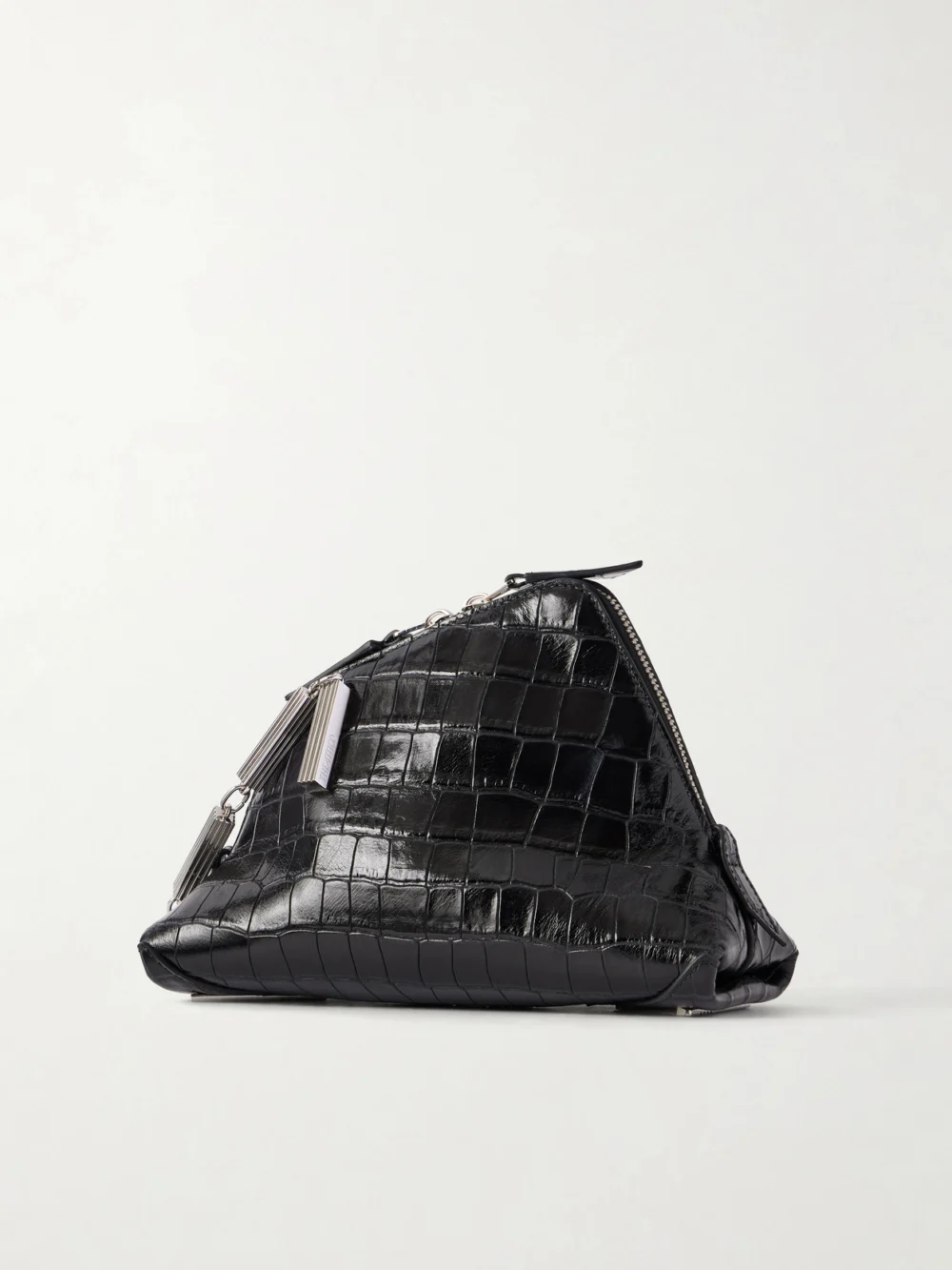 Back view of The Attico La Scala Asymmetric Croc-effect Leather Clutch