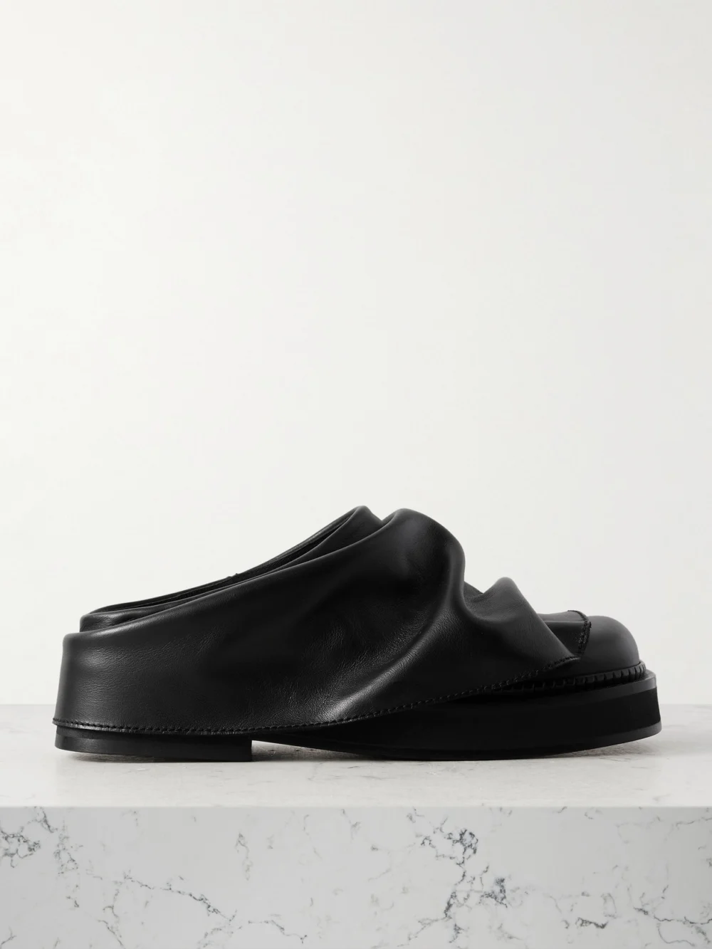 The Attico Mini Robin Gathered Leather Mules in black