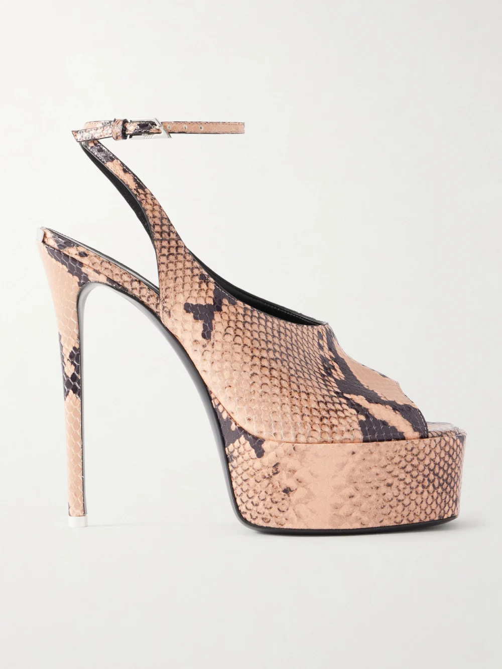 The Attico Ornella 140 Snake-effect Leather Platform Pumps in brown
