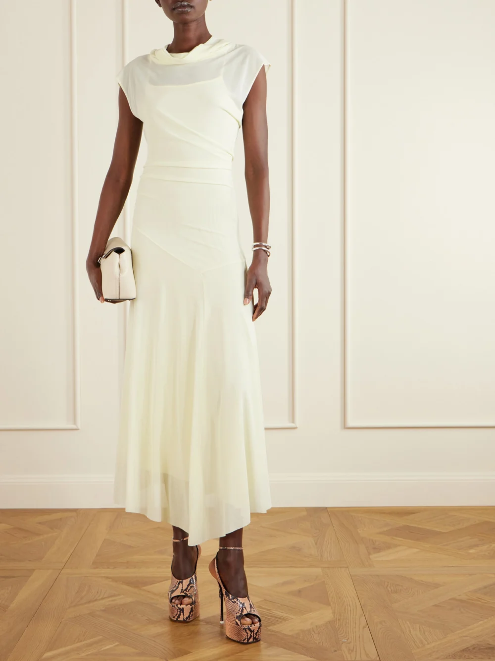 The Attico Ornella 140 Snake-effect Leather Platform Pumps, styled view