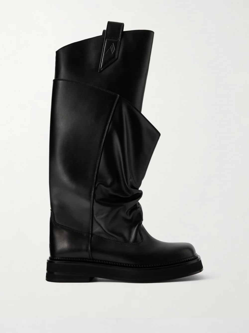 The Attico Passeggiata Layered Leather Knee Boots in black