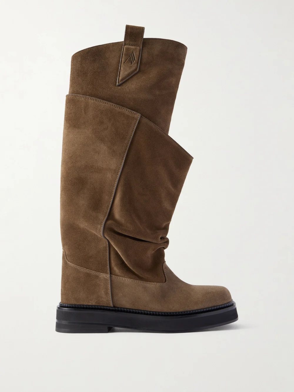 The Attico Passeggiata Layered Suede Knee Boots in brown
