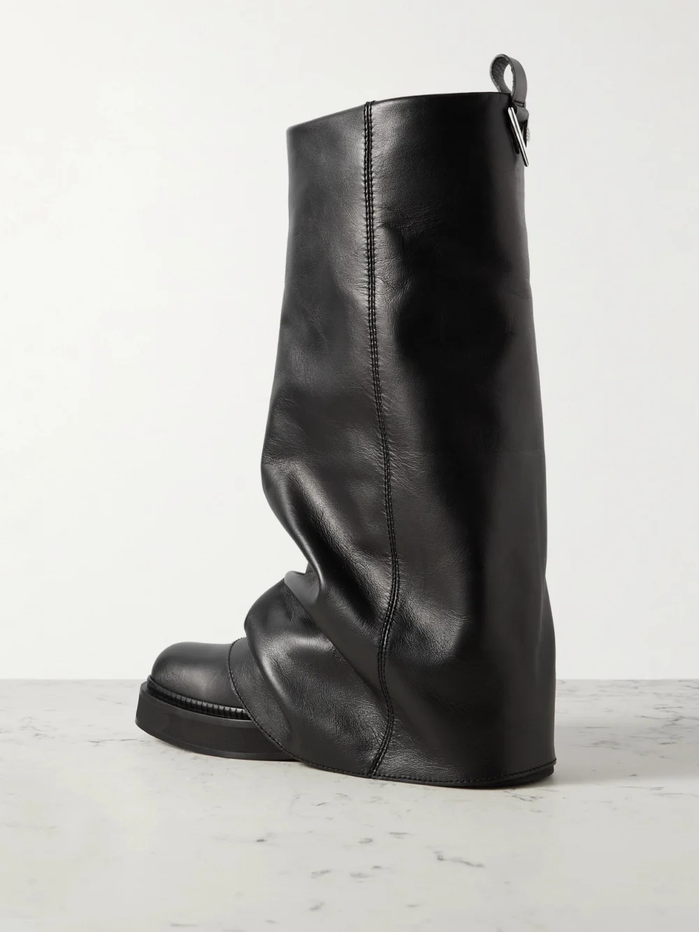 Back view of The Attico Robin Layered Leather Knee Boots