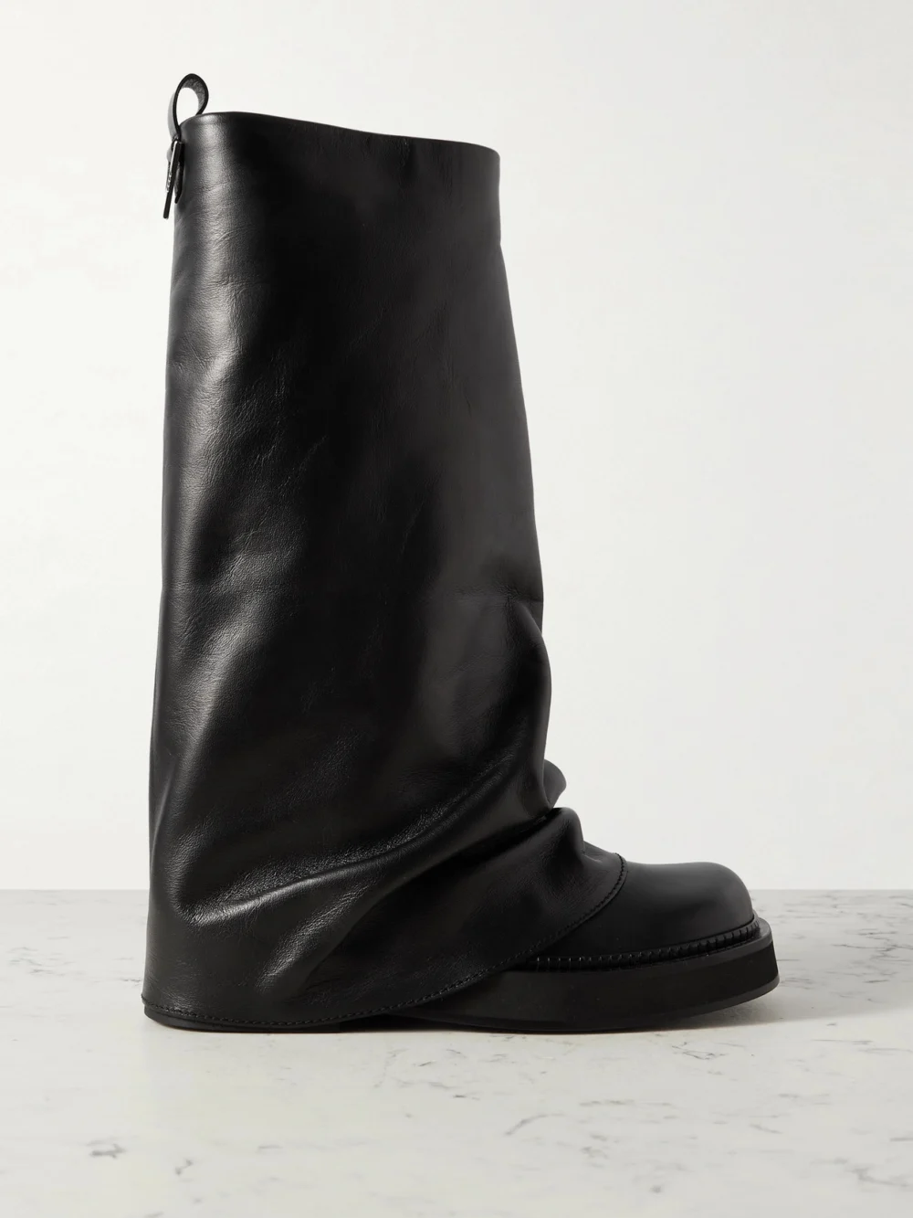 The Attico Robin Layered Leather Knee Boots in black