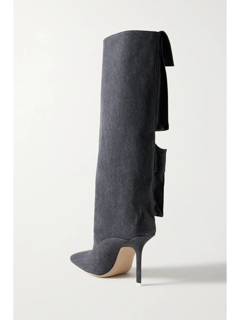 Back view of The Attico Sienna Embellished Denim Knee Boots