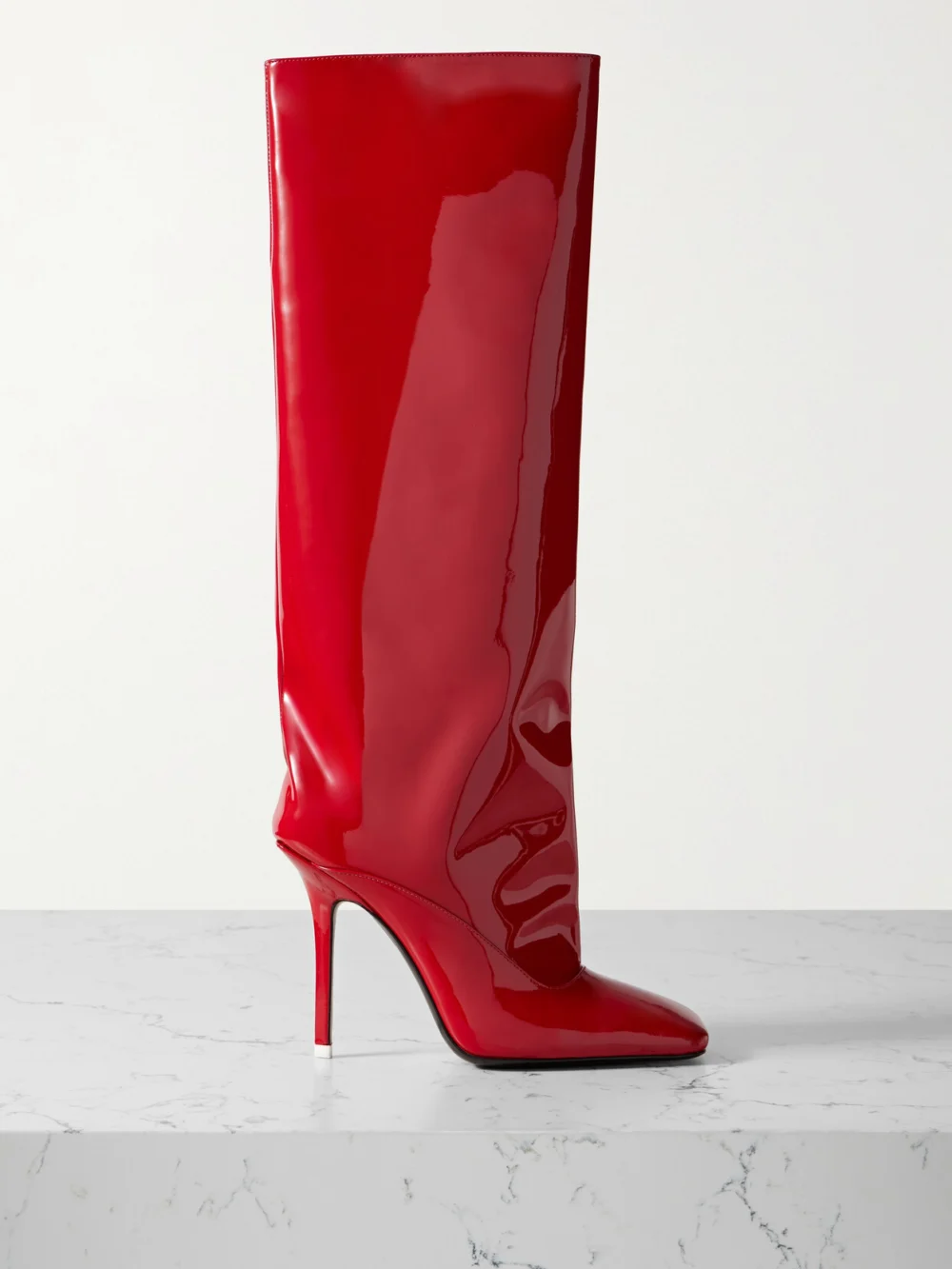 The Attico Sienna Patent-leather Knee Boots in red