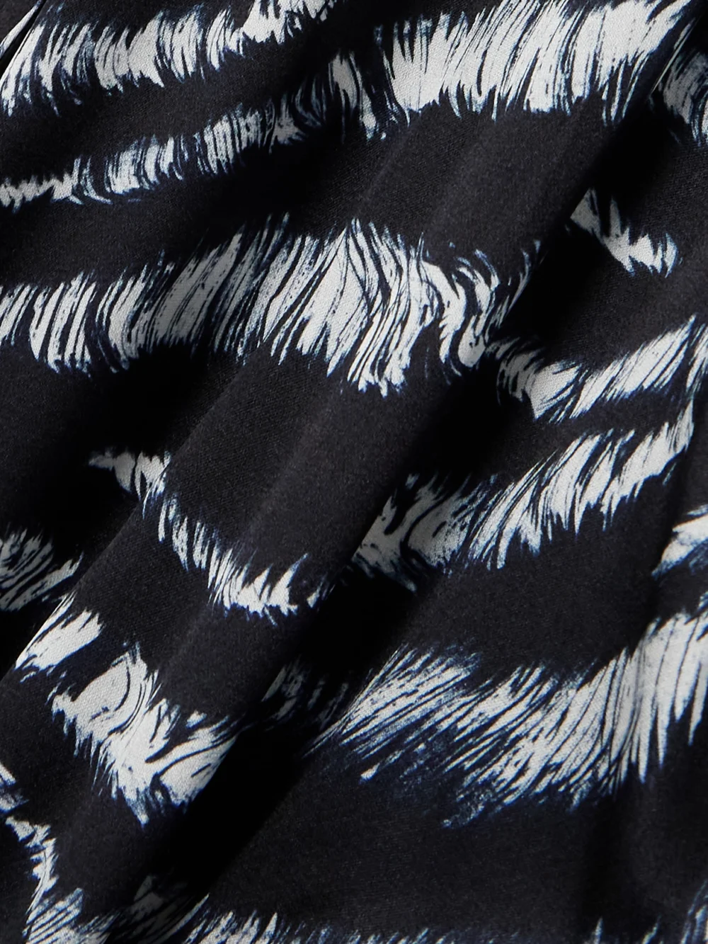 Close-up detail of The Attico Silvye Printed Satin Mini Shirt Dress