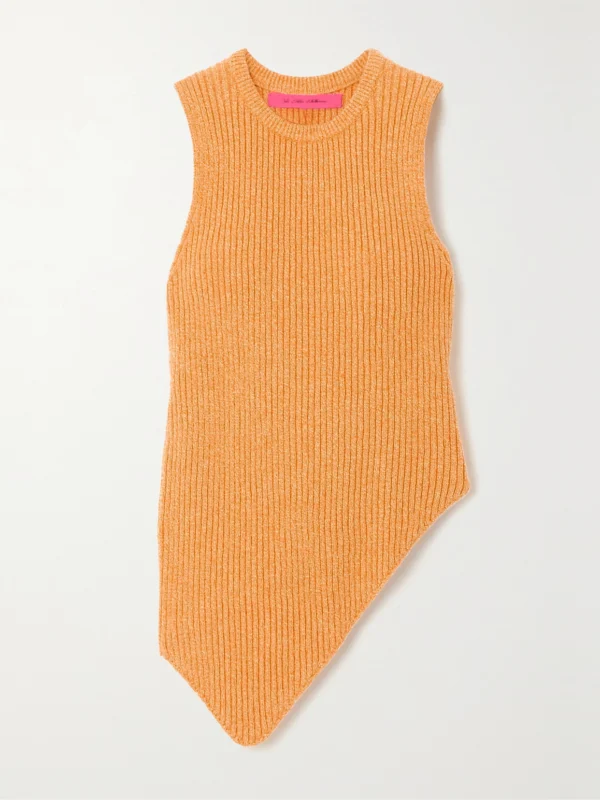 The Elder Statesman Asymmetric Ribbed Organic Cotton and Cashmere-blend Tank