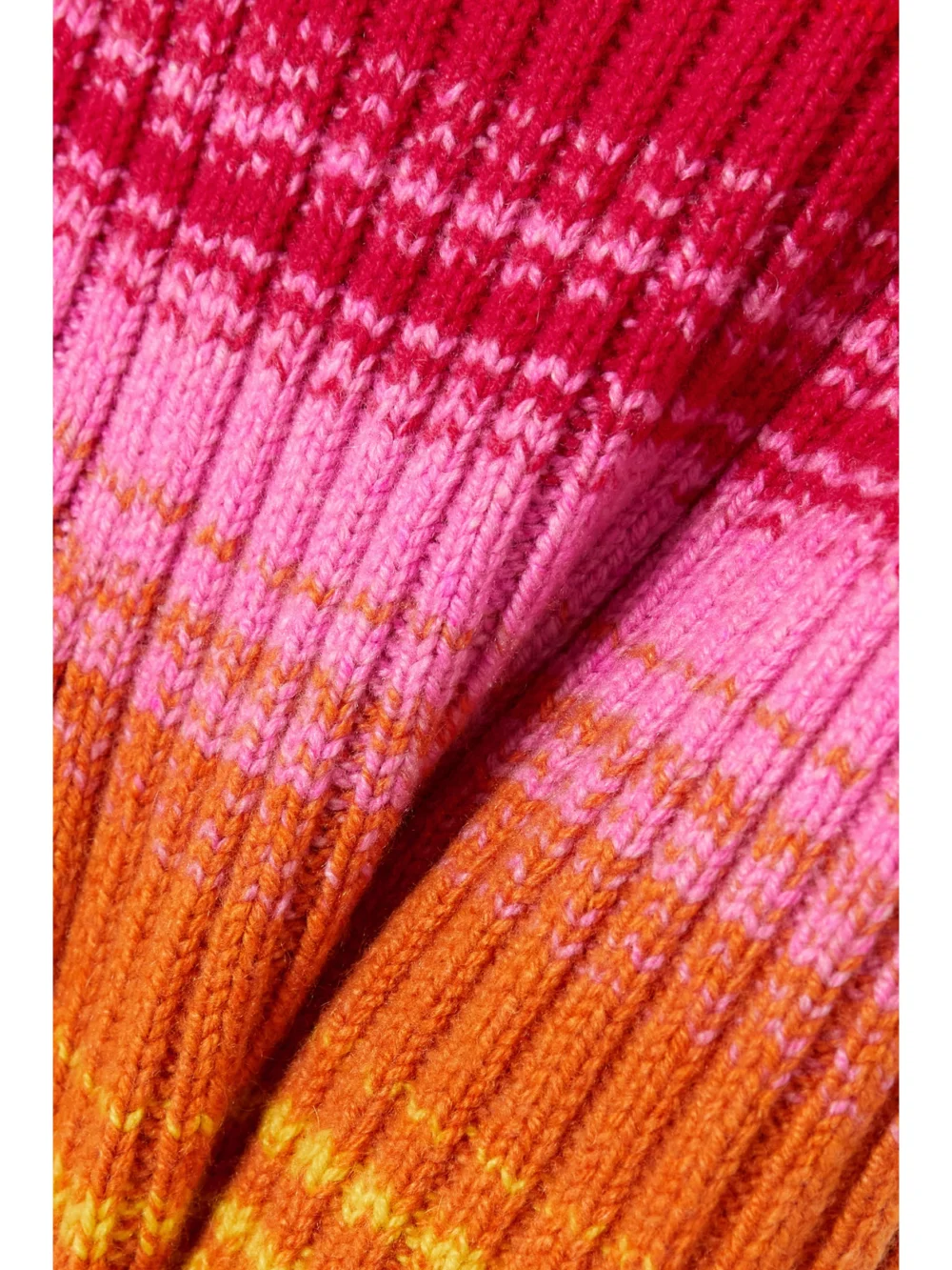 Close-up detail of The Elder Statesman Morphe Striped Ribbed Cashmere Shorts