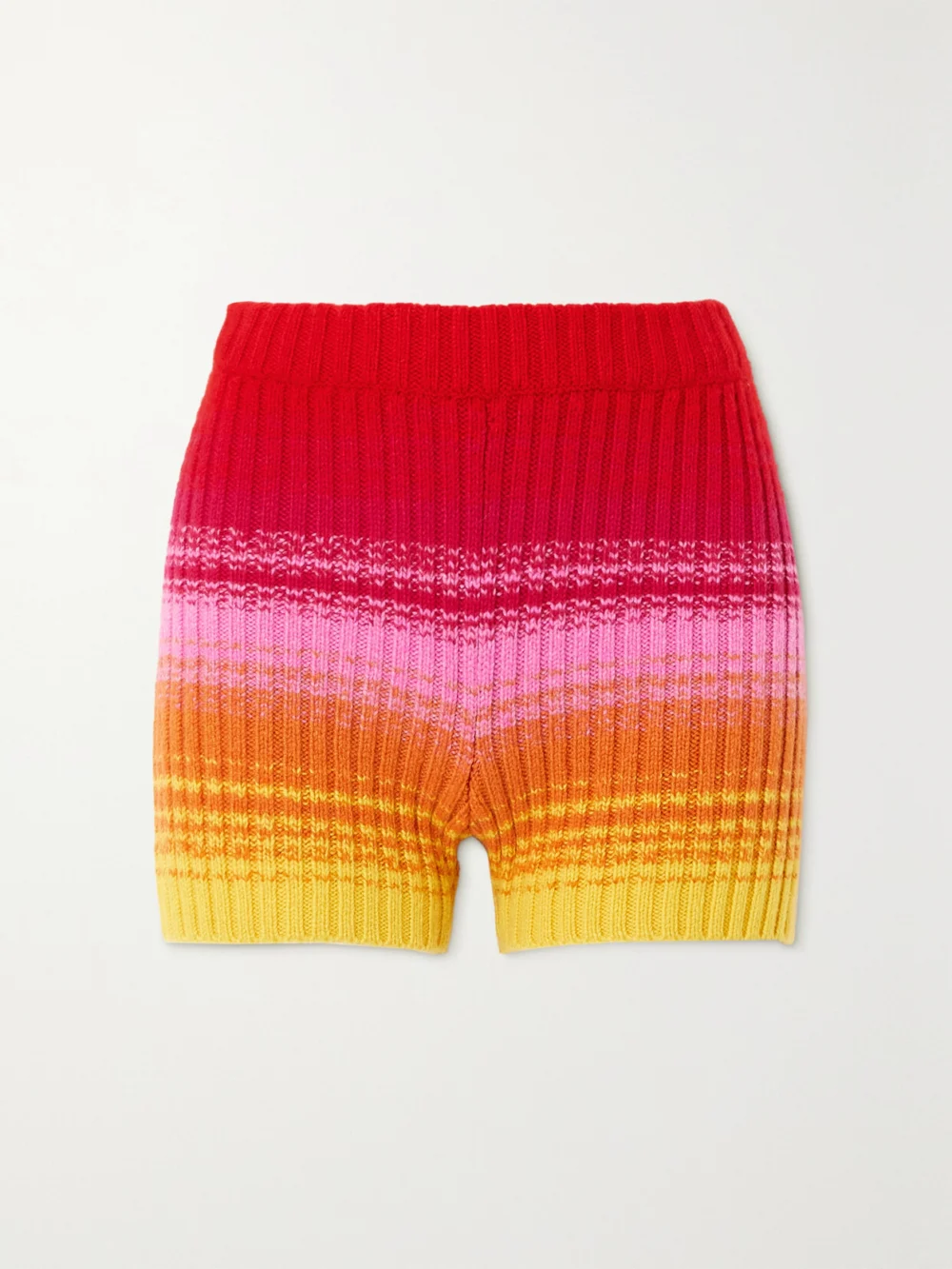 The Elder Statesman Morphe Striped Ribbed Cashmere Shorts in pink